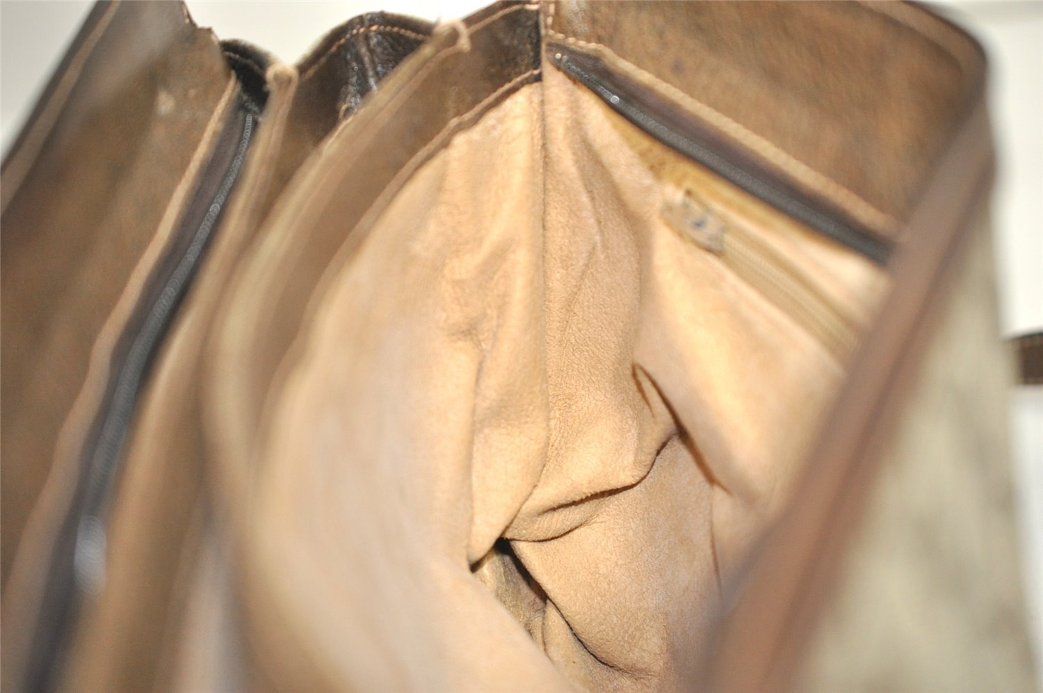 Authentic GUCCI Web Sherry Line Shoulder Bag GG PVC Leather Brown Junk 1132K