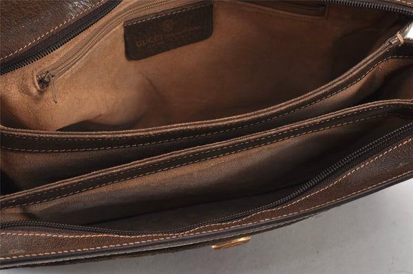Authentic GUCCI Web Sherry Line Shoulder Bag GG PVC Leather Brown Junk 1132K