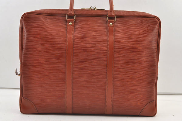 Authentic Louis Vuitton Epi Porte Documents Voyage Briefcase M54473 Brown 1135K