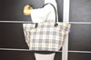 Authentic BURBERRY BLUE LABEL Check Shoulder Tote Bag Nylon Leather Beige 1137I