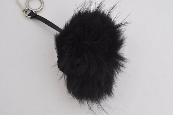 Authentic FENDI Monster Eye Bag Bugs Bag Charm Fur Leather Black Pink 1139K