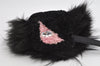 Authentic FENDI Monster Eye Bag Bugs Bag Charm Fur Leather Black Pink 1139K