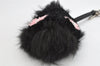 Authentic FENDI Monster Eye Bag Bugs Bag Charm Fur Leather Black Pink 1139K