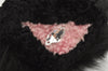 Authentic FENDI Monster Eye Bag Bugs Bag Charm Fur Leather Black Pink 1139K