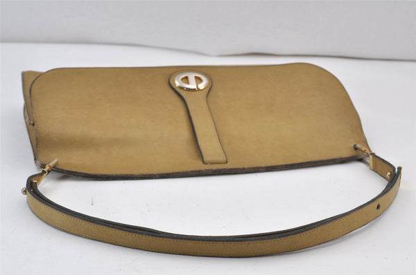 Authentic Christian Dior Vintage Shoulder Hand Bag Purse Leather Khaki 1141K