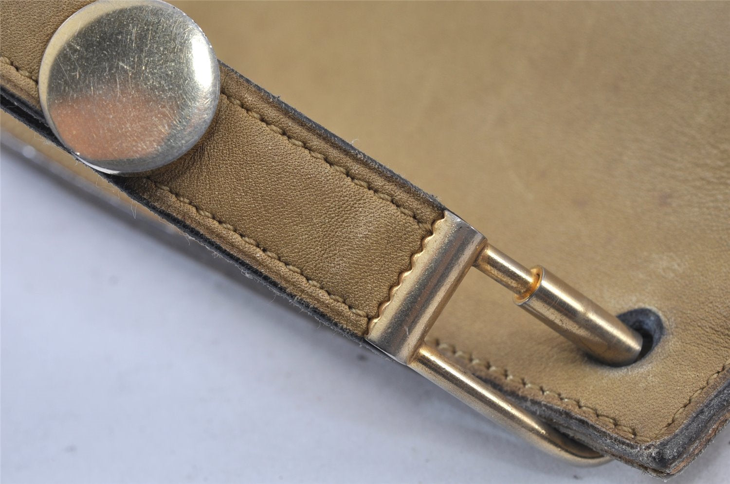 Authentic Christian Dior Vintage Shoulder Hand Bag Purse Leather Khaki 1141K