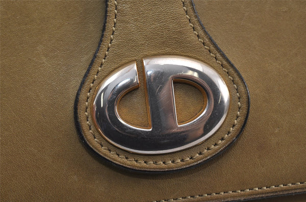 Authentic Christian Dior Vintage Shoulder Hand Bag Purse Leather Khaki 1141K