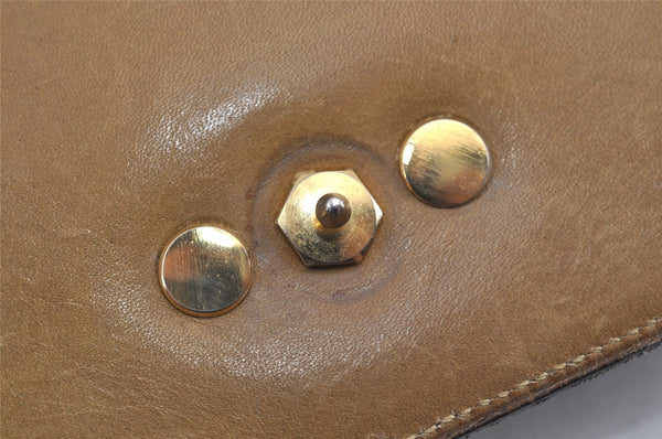 Authentic Christian Dior Vintage Shoulder Hand Bag Purse Leather Khaki 1141K