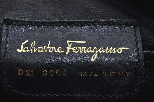 Authentic Salvatore Ferragamo Vara Shoulder Cross Bag Leather Black SF 1142K