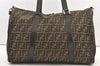 Authentic FENDI Vintage Zucca 2Way Shoulder Boston Bag Nylon Leather Brown 1143K