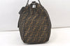 Authentic FENDI Vintage Zucca 2Way Shoulder Boston Bag Nylon Leather Brown 1143K