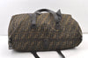 Authentic FENDI Vintage Zucca 2Way Shoulder Boston Bag Nylon Leather Brown 1143K