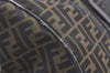 Authentic FENDI Vintage Zucca 2Way Shoulder Boston Bag Nylon Leather Brown 1143K