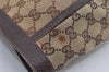 Authentic GUCCI Abbey Tote Hand Bag GG Canvas Leather 141472 Brown 1144I