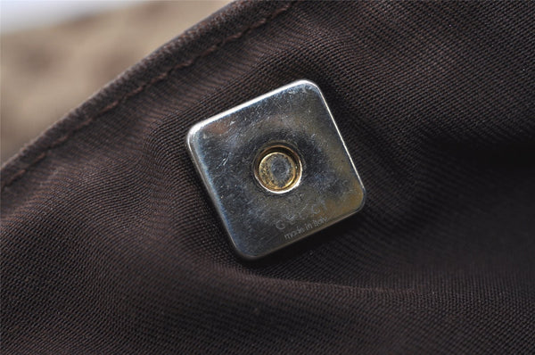 Authentic GUCCI Abbey Tote Hand Bag GG Canvas Leather 141472 Brown 1144I