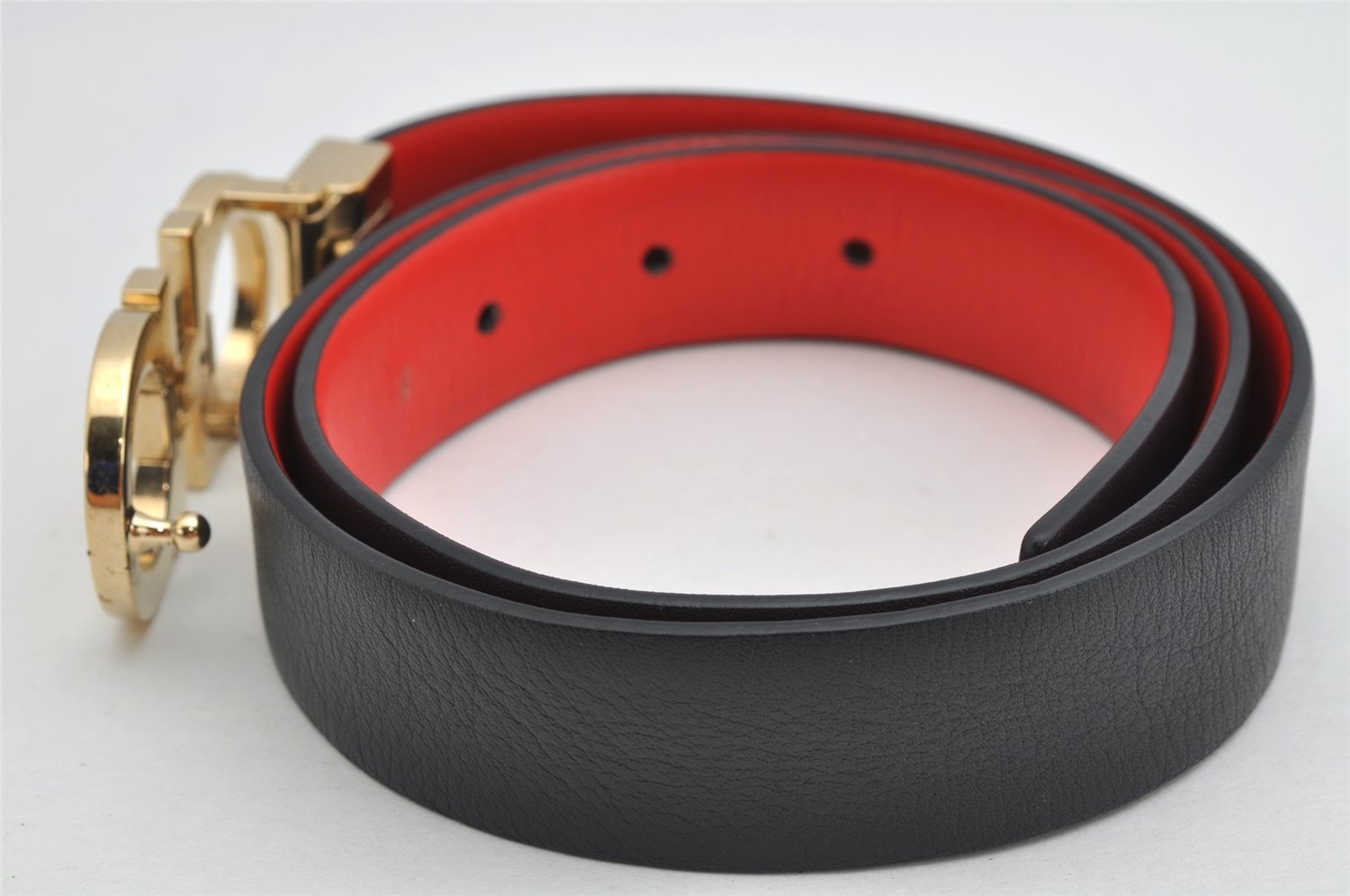 Authentic Salvatore Ferragamo Gancini Belt Leather 27.8-29.7
