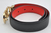 Authentic Salvatore Ferragamo Gancini Belt Leather 27.8-29.7" Black Red SF 1144K