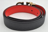 Authentic Salvatore Ferragamo Gancini Belt Leather 27.8-29.7" Black Red SF 1144K