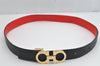 Authentic Salvatore Ferragamo Gancini Belt Leather 27.8-29.7" Black Red SF 1144K