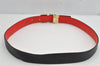 Authentic Salvatore Ferragamo Gancini Belt Leather 27.8-29.7" Black Red SF 1144K