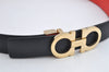 Authentic Salvatore Ferragamo Gancini Belt Leather 27.8-29.7" Black Red SF 1144K