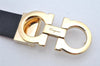 Authentic Salvatore Ferragamo Gancini Belt Leather 27.8-29.7" Black Red SF 1144K