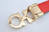 Authentic Salvatore Ferragamo Gancini Belt Leather 27.8-29.7" Black Red SF 1144K