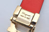 Authentic Salvatore Ferragamo Gancini Belt Leather 27.8-29.7" Black Red SF 1144K