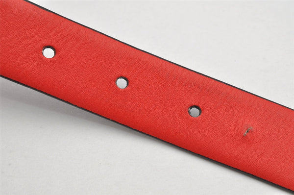 Authentic Salvatore Ferragamo Gancini Belt Leather 27.8-29.7" Black Red SF 1144K