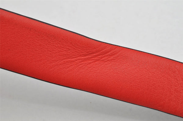 Authentic Salvatore Ferragamo Gancini Belt Leather 27.8-29.7" Black Red SF 1144K