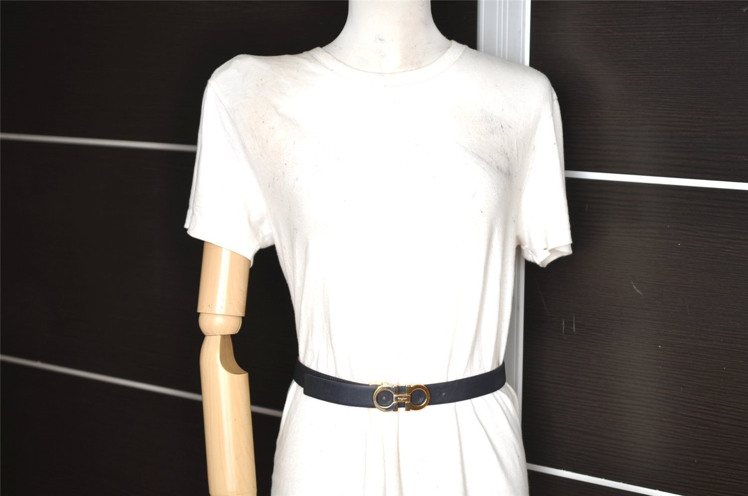 Authentic Salvatore Ferragamo Gancini Belt Leather 27.8-29.7