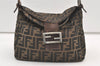 Authentic FENDI Zucca Shoulder Hand Bag Purse Canvas Leather Brown 1147K