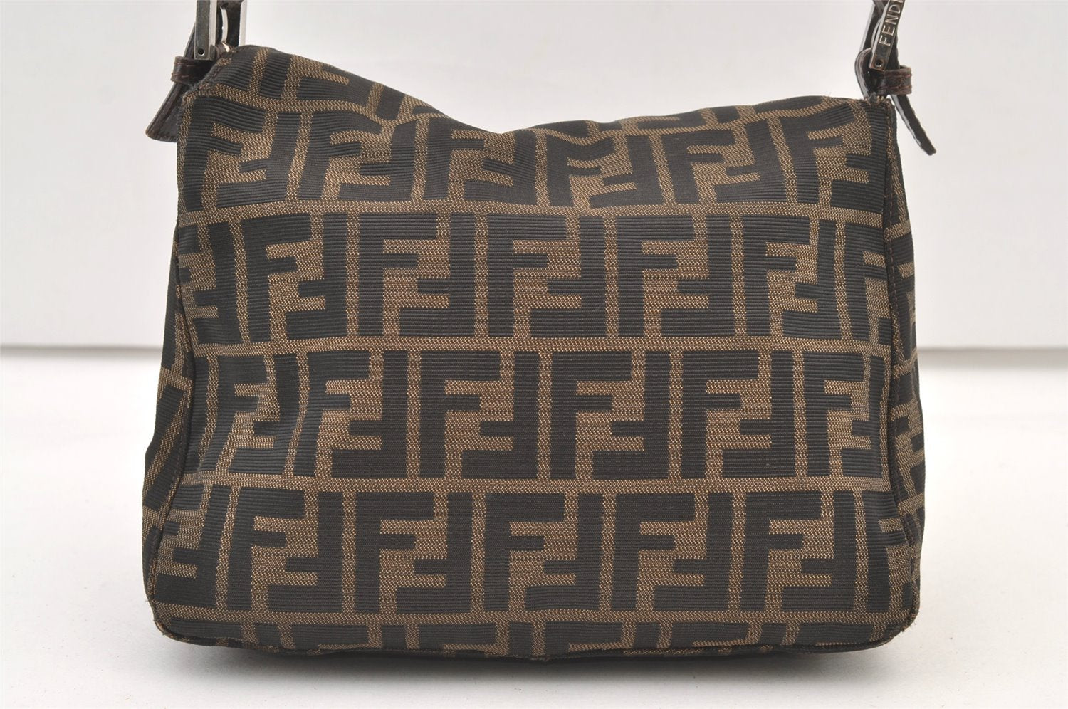 Authentic FENDI Zucca Shoulder Hand Bag Purse Canvas Leather Brown 1147K