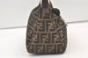 Authentic FENDI Zucca Shoulder Hand Bag Purse Canvas Leather Brown 1147K