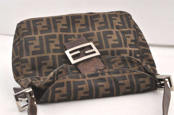 Authentic FENDI Zucca Shoulder Hand Bag Purse Canvas Leather Brown 1147K