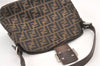 Authentic FENDI Zucca Shoulder Hand Bag Purse Canvas Leather Brown 1147K