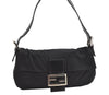 Authentic FENDI Mamma Baguette Shoulder Hand Bag Jersey Leather Black Junk 1149K