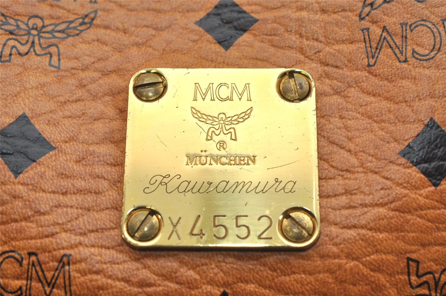 Authentic MCM Visetos Leather Vintage Clutch Hand Bag Purse Brown 1150K