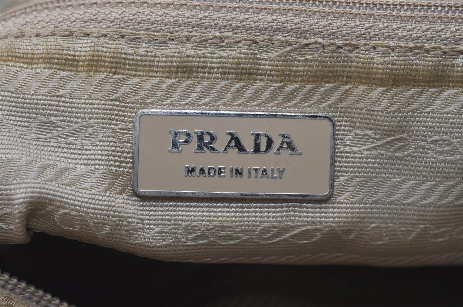 Authentic PRADA Nylon Tessuto Leather Shoulder Cross Body Bag Purse Beige 1151I