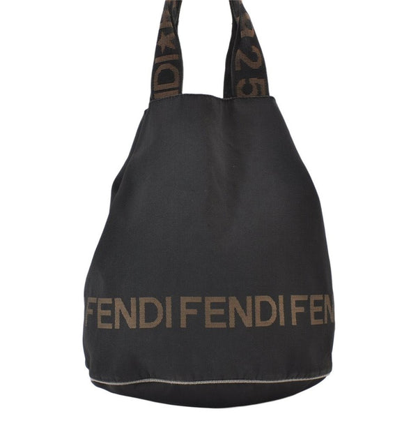 Authentic FENDI Vintage Nylon Leather Tote Hand Bag Black 1152K