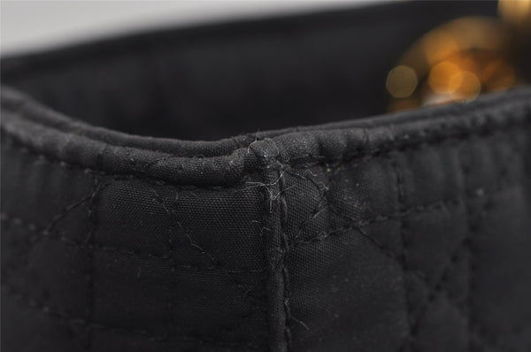 Authentic Christian Dior Lady Dior Cannage Canvas Hand Bag Black CD 1153I