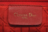 Authentic Christian Dior Lady Dior Cannage Canvas Hand Bag Black CD 1153I