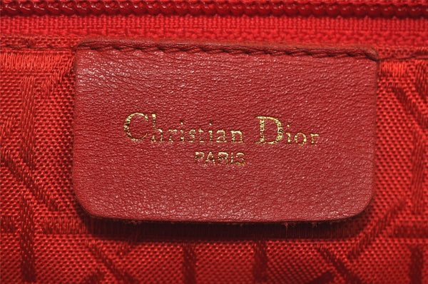 Authentic Christian Dior Lady Dior Cannage Canvas Hand Bag Black CD 1153I