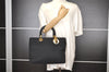 Authentic Christian Dior Lady Dior Cannage Canvas Hand Bag Black CD 1153I