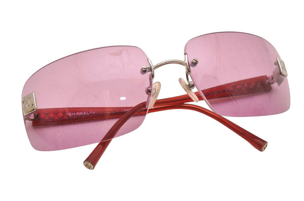 Authentic CHANEL Sunglasses CC Logos CoCo Mark Titanium 4026 Pink 1153J