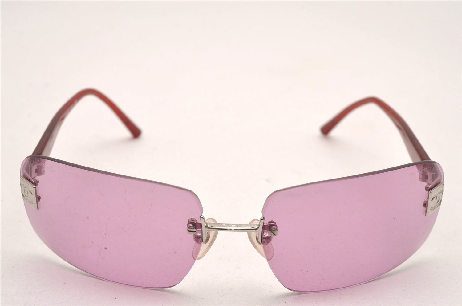 Authentic CHANEL Sunglasses CC Logos CoCo Mark Titanium 4026 Pink 1153J