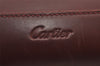 Authentic Cartier Vintage Clutch Hand Bag Purse Leather Bordeaux Red 1153K