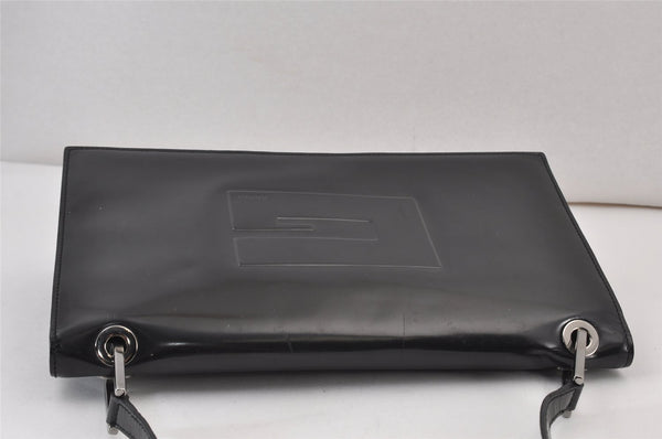 Authentic GUCCI Vintage Shoulder Hand Bag Purse Enamel 0013033 Black 1154K