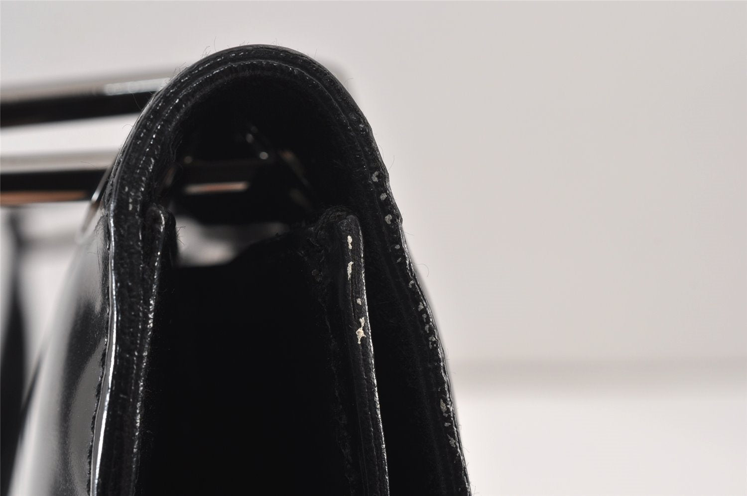 Authentic GUCCI Vintage Shoulder Hand Bag Purse Enamel 0013033 Black 1154K