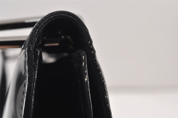 Authentic GUCCI Vintage Shoulder Hand Bag Purse Enamel 0013033 Black 1154K